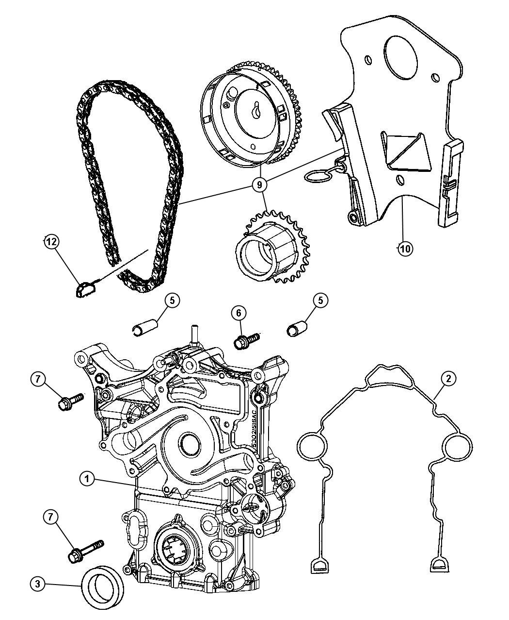 Diagram Timing Cover and Related Parts 5.7L [5.7L V8 HEMI MDS ENGINE]. for your 2003 Chrysler 300 M  