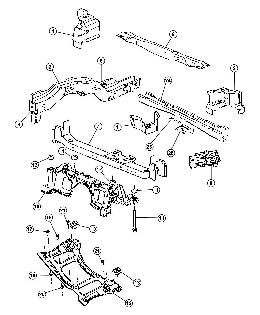 Chrysler Town & Country Tapping plate. Floor crossmember. Spare tire ...