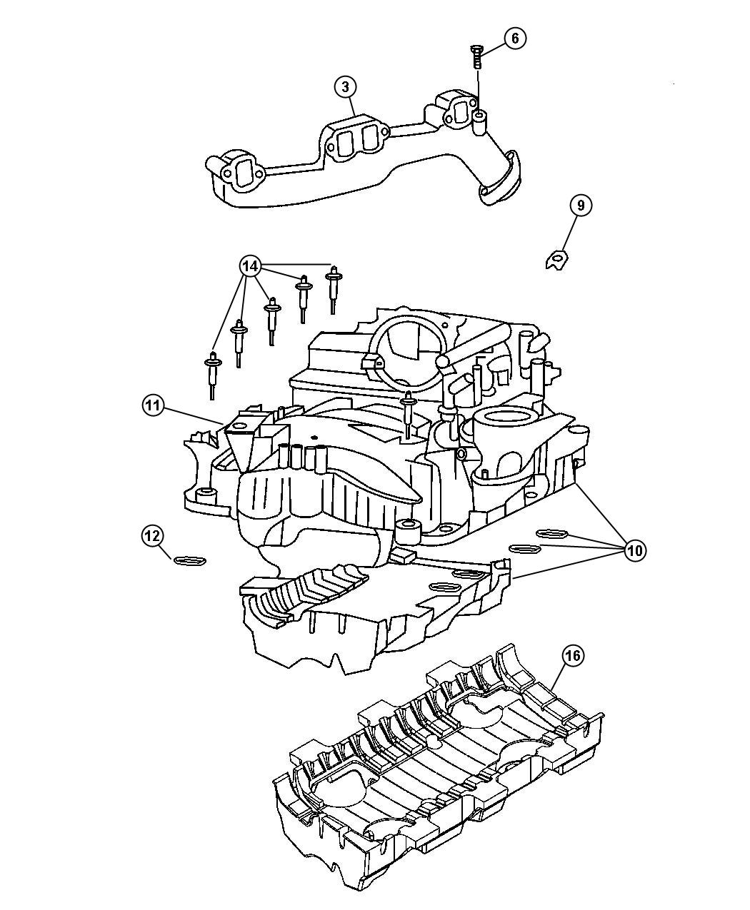 Diagram Manifolds, Intake and Exhaust 5.7L [5.7L V8 HEMI MDS ENGINE]. for your Chrysler 300  