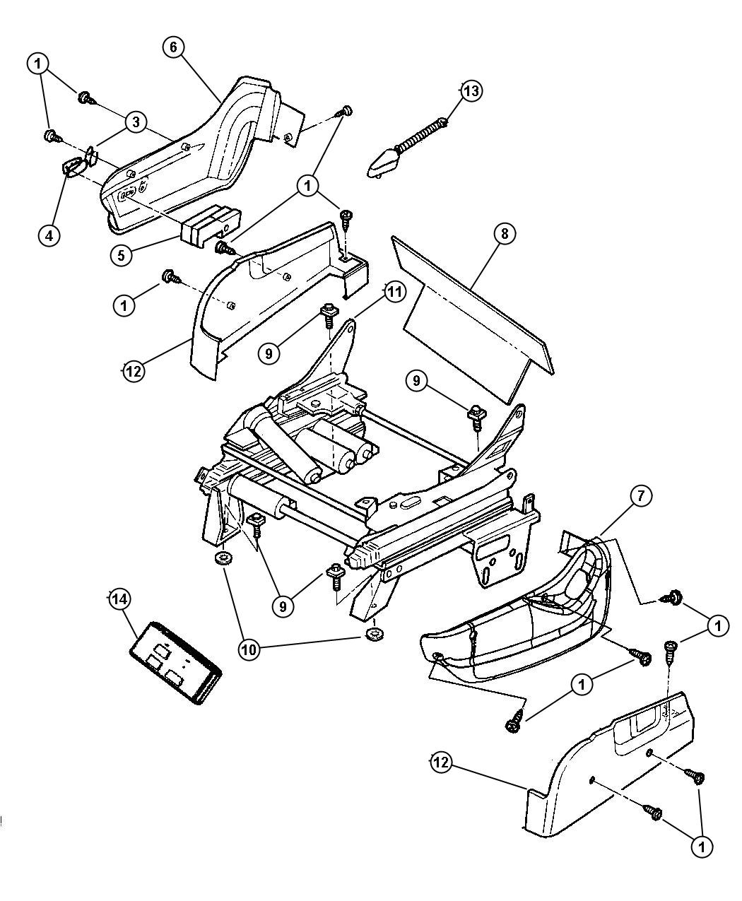 Diagram Front Driver Seat - Attaching Parts. for your Chrysler Town & Country  