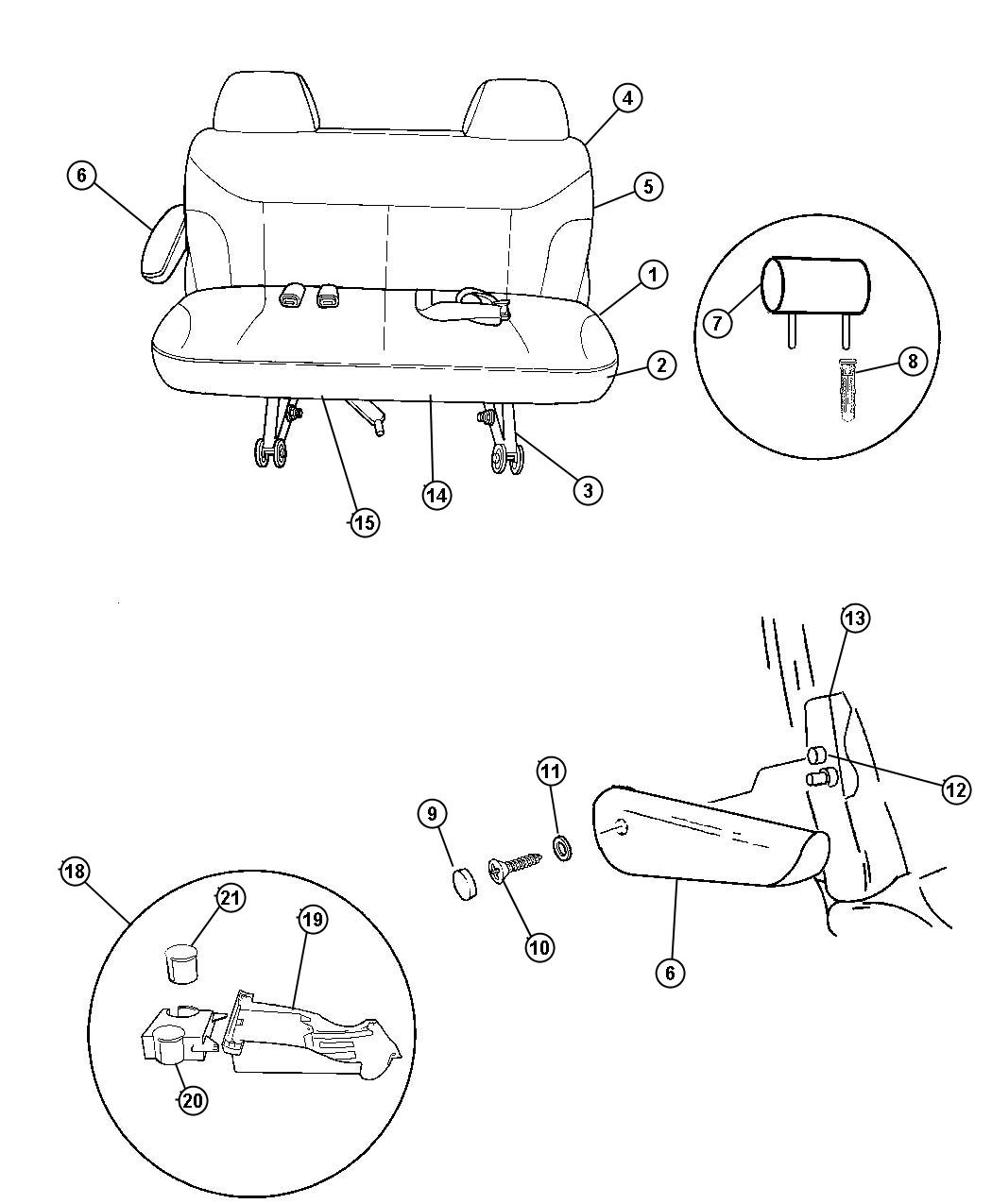 Diagram Rear Seat, 2-Passenger Trim Code [A5, A7, B5, B7]. for your Fiat