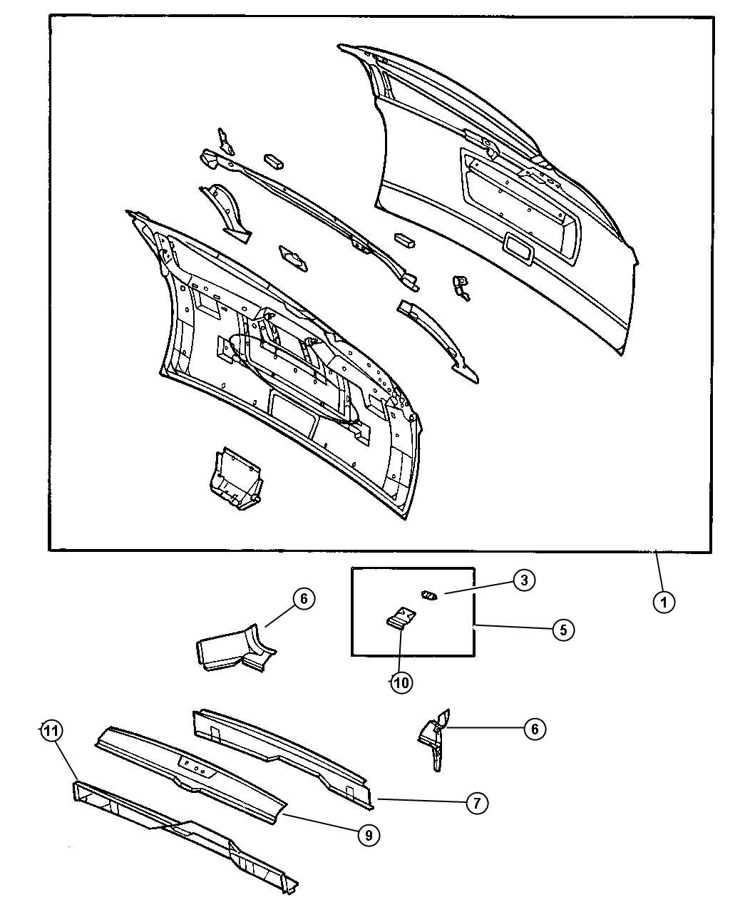 Diagram Liftgate Panel. for your Chrysler Town & Country  