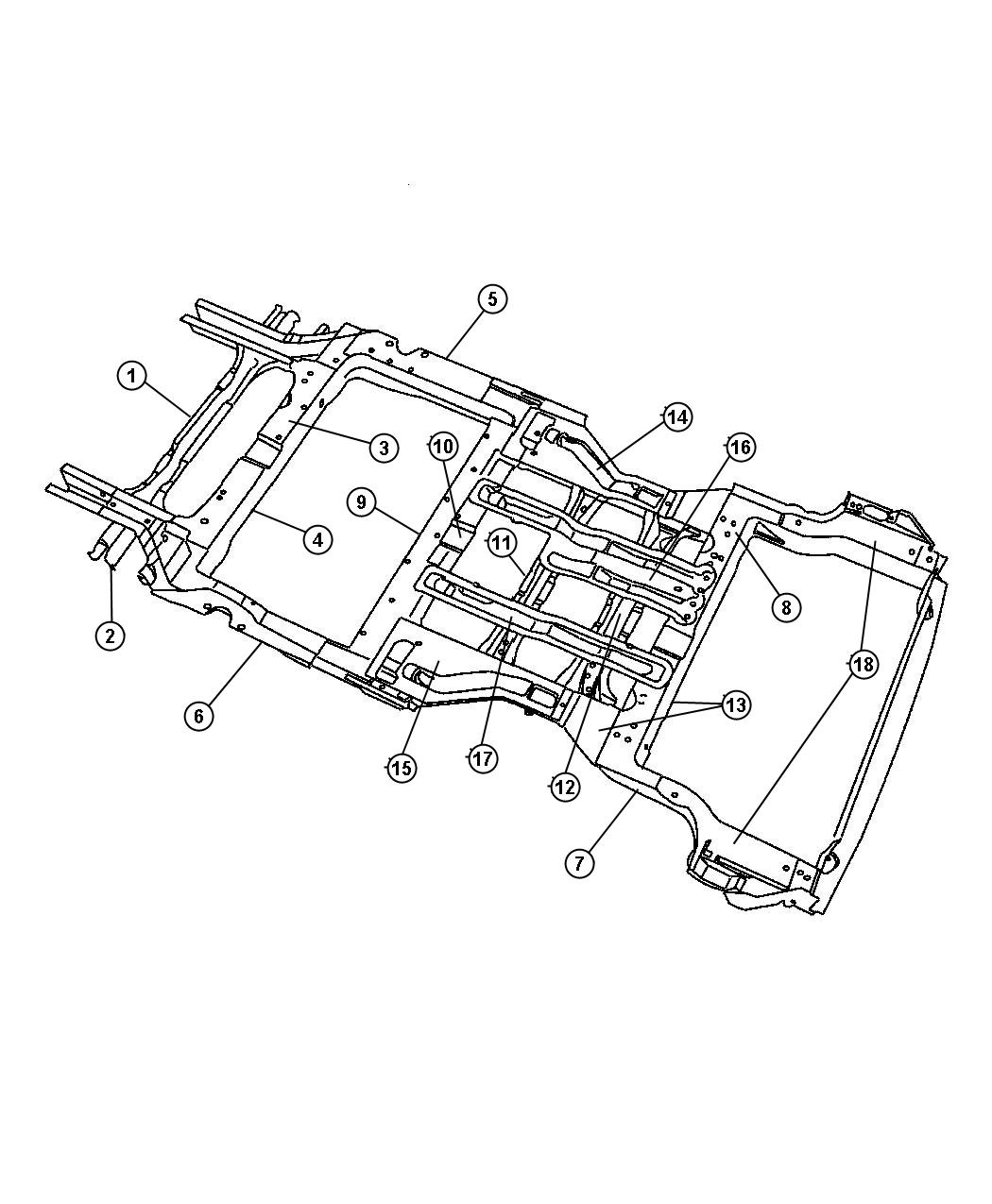 Diagram Frame, Rear - Fold-Down Seats [Seats-New System,Buckets,60/40 Bench]. for your 2002 Dodge Grand Caravan   