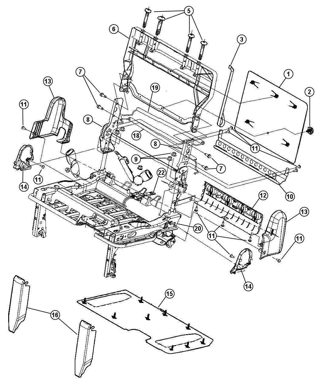 Diagram Rear Seat - 60/40 Fold Flat (Left). for your Chrysler