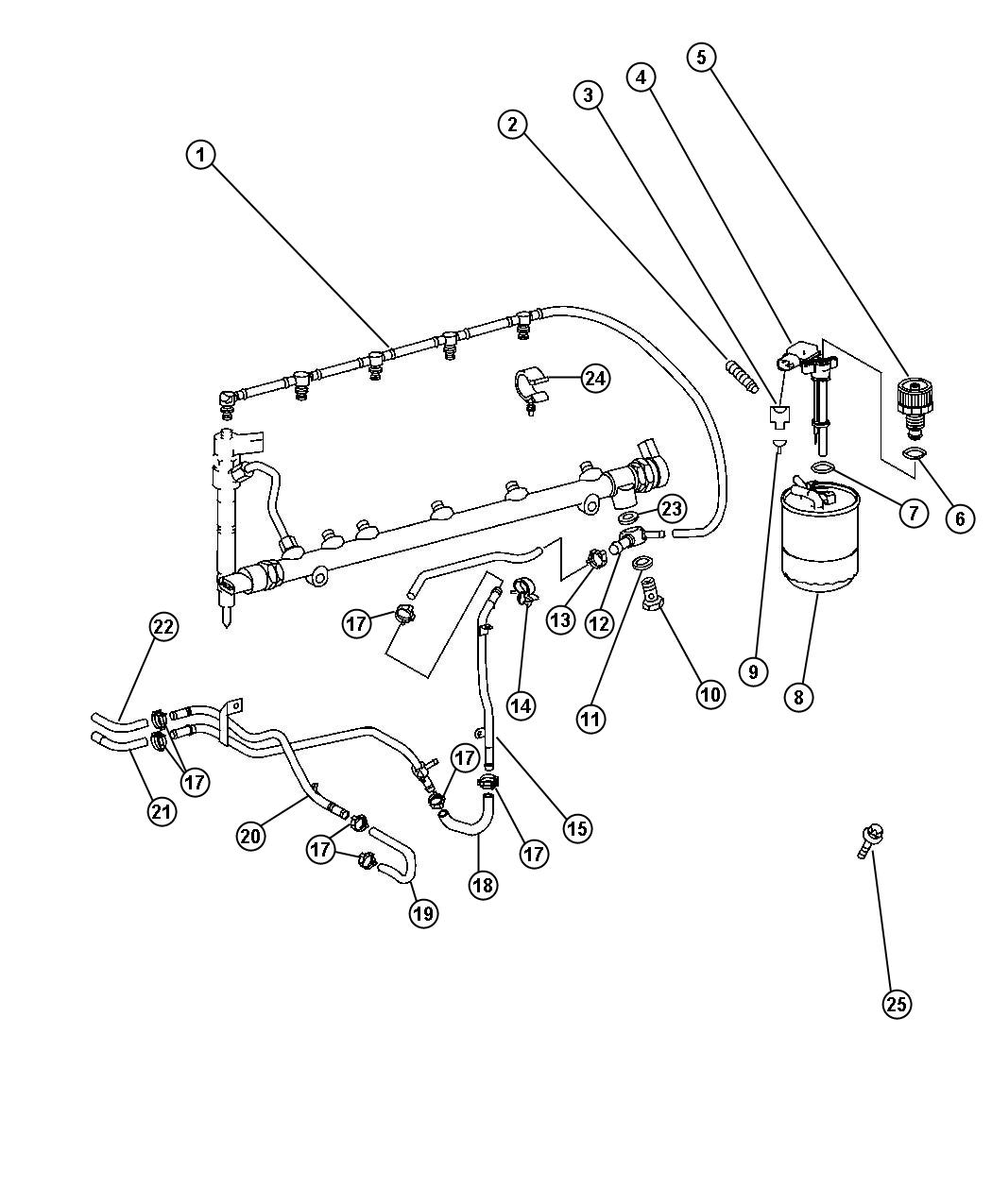 Diagram Fuel Line and Filter. for your Dodge