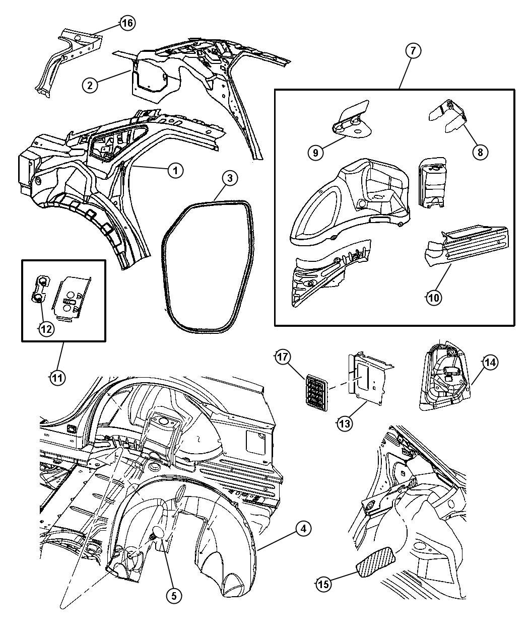 Diagram Quarter Panel, Chrysler. for your Dodge Magnum  