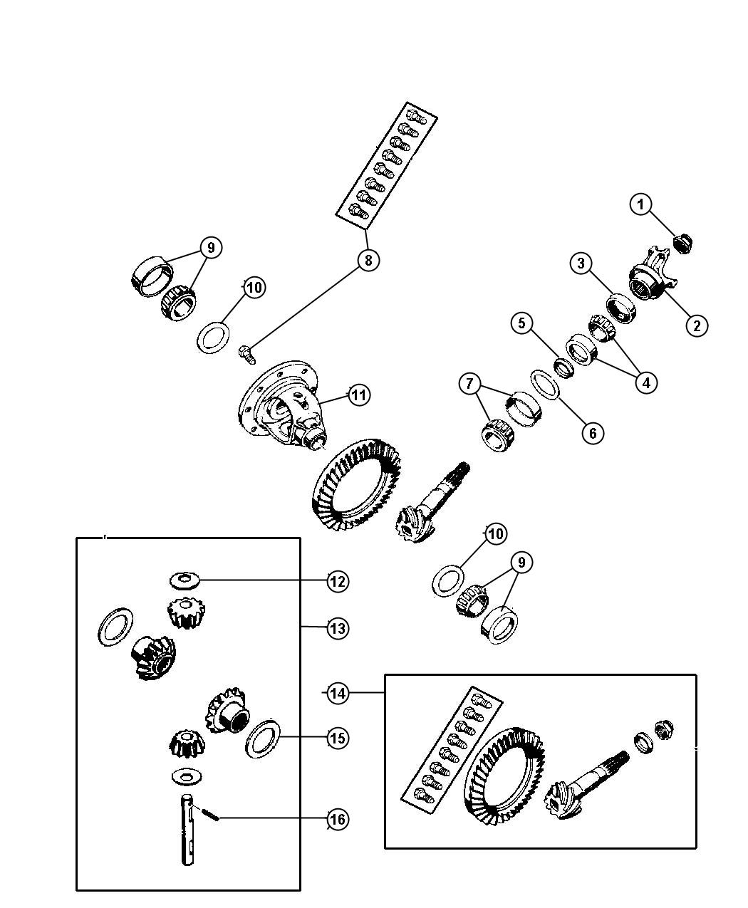 Differential,Without Trac-Lok,Dana 35 [[REAR AXLE - DANA M35 / 194MM RBI,REAR AXLE - DANA M35C / 194MM RBI]]. Diagram