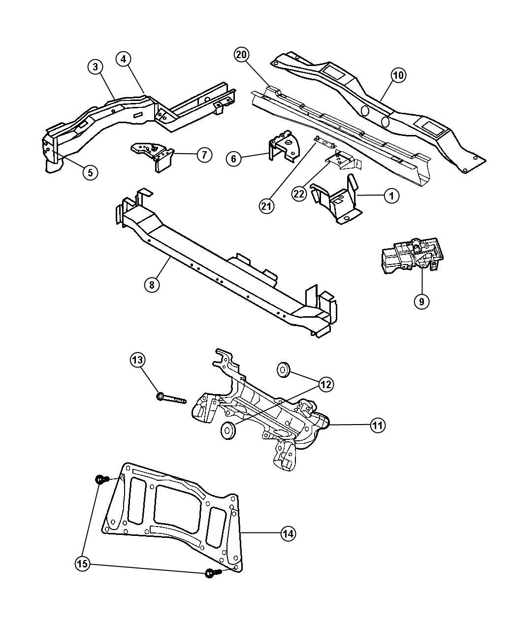 Diagram Frame, Front. for your 2000 Chrysler 300 M  