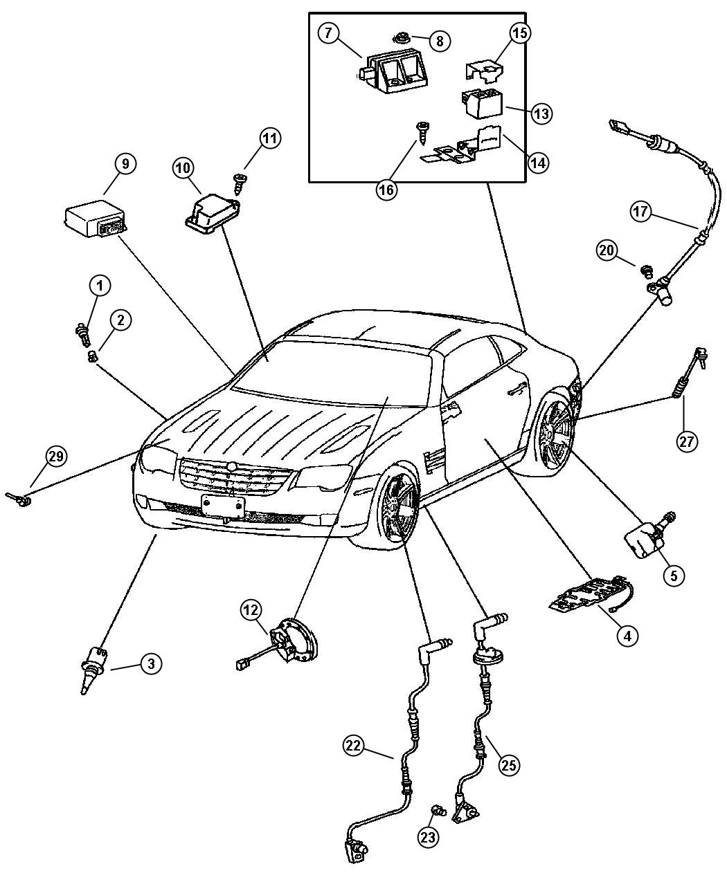 Diagram Sensors Body. for your 2005 Chrysler Crossfire   