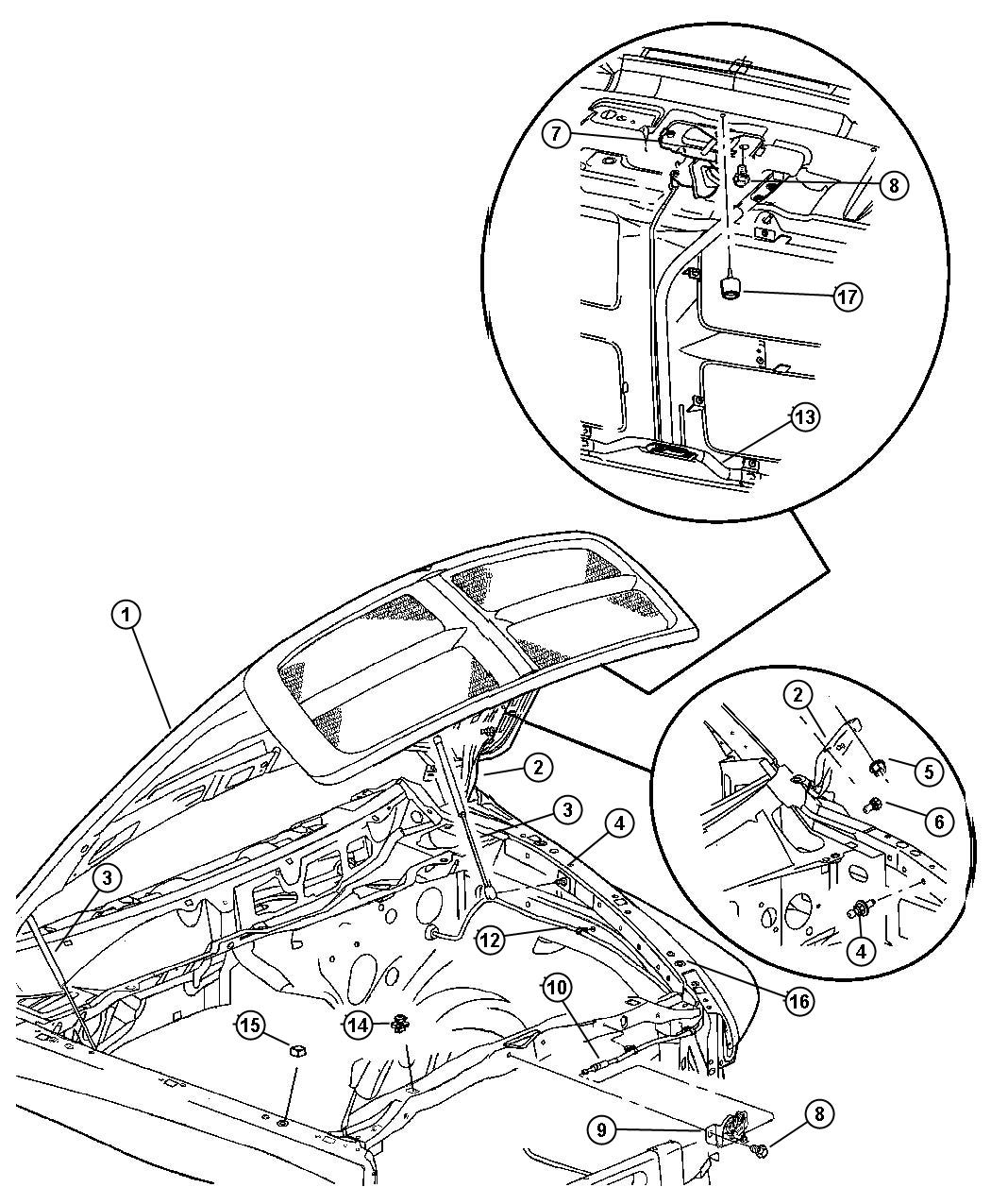 Diagram Hood. for your 2009 Dodge Journey R/T 3.5L V6 A/T 