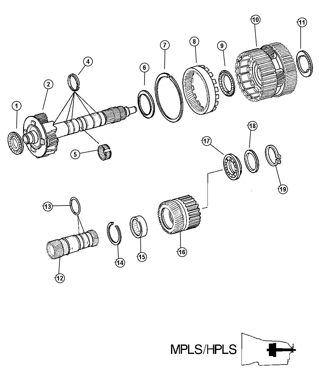 Diagram Center and Rear Planetary Set - Output Shaft - [MPLS/HPLS]. for your Chrysler 300 M 