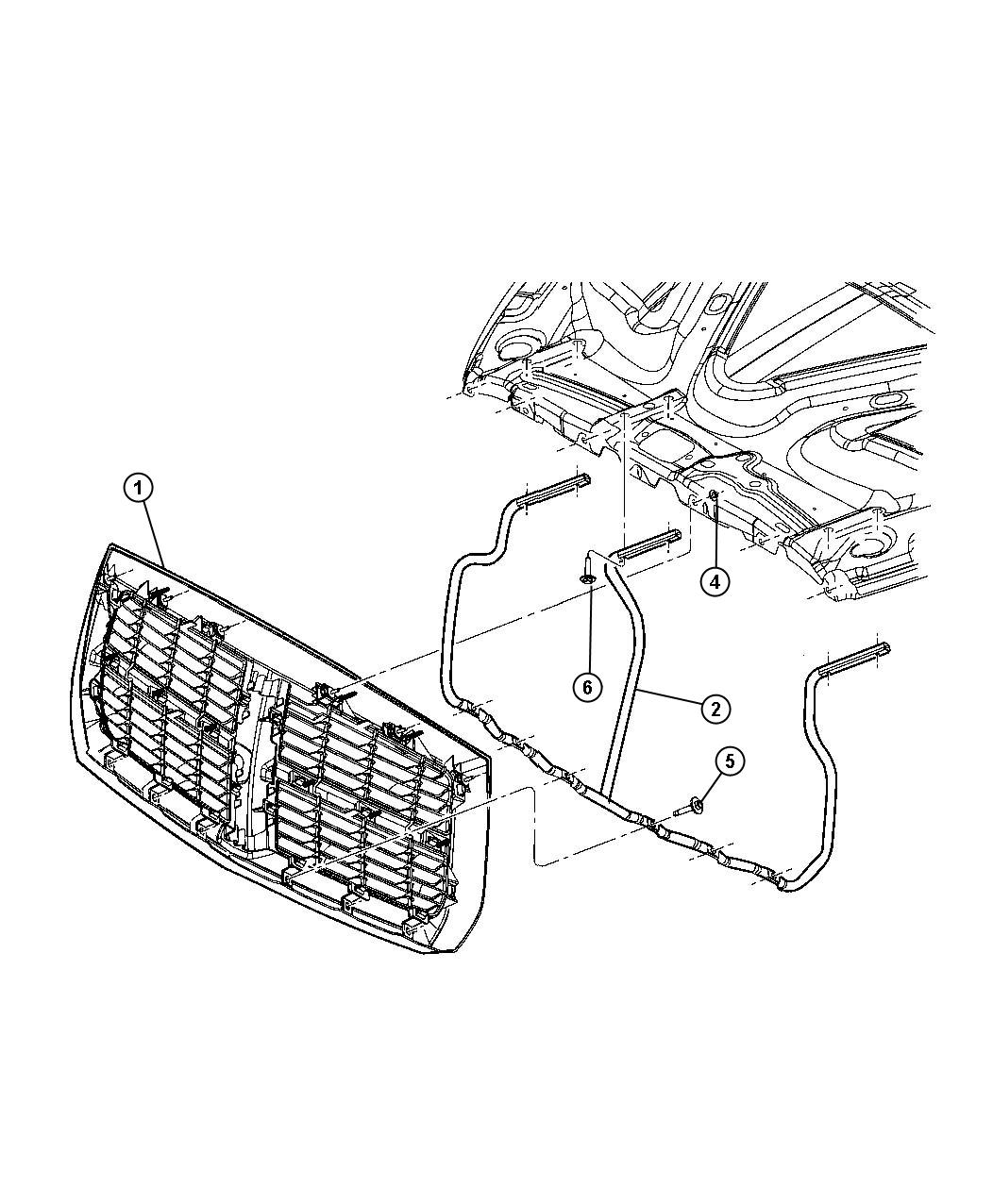 Diagram Grille And Related Parts. for your 2000 Chrysler 300  M 