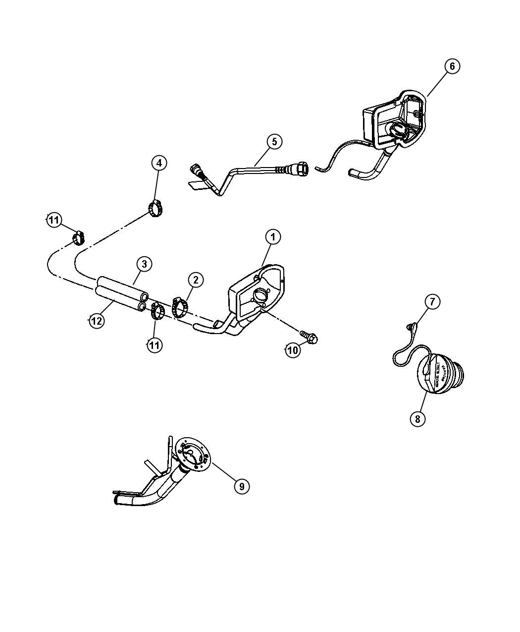 Fuel Filler Tube, All Engines. Diagram