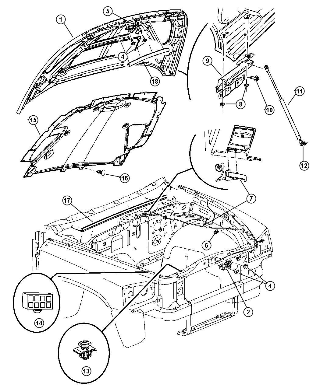 Diagram Hood and Release. for your 2000 Chrysler 300  M 