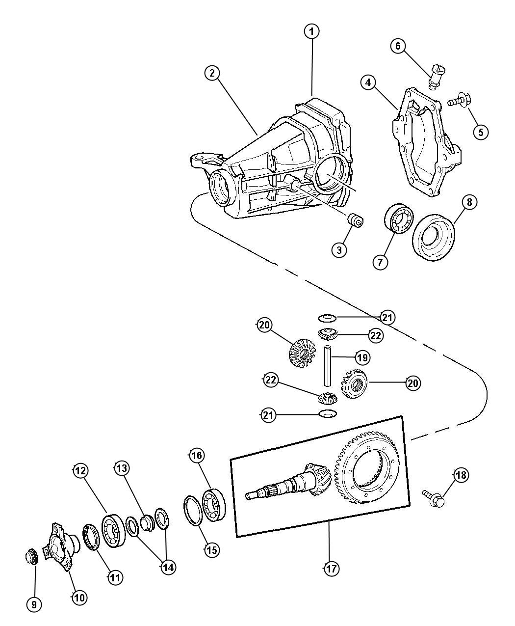 Diagram Housing with Differential. for your 2002 Chrysler 300 M  