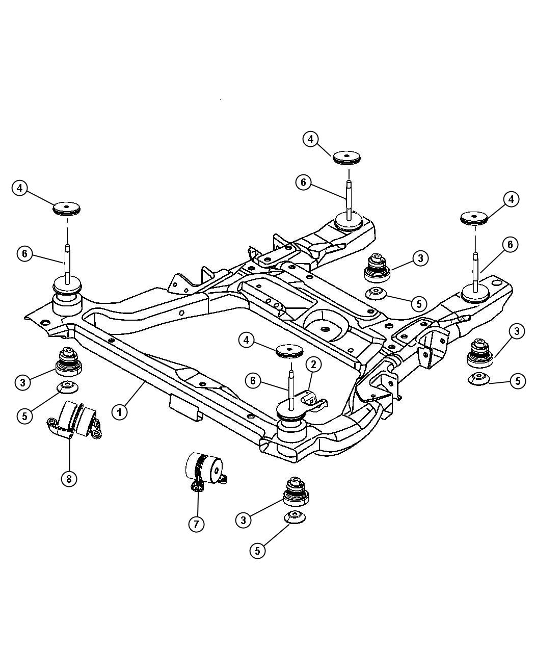Diagram Cradle, Suspension, Front. for your Chrysler Pacifica  