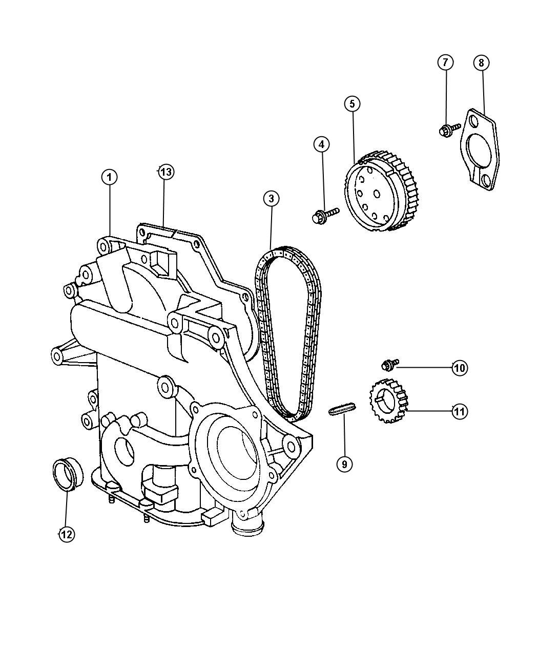 Diagram Timing Chain and Cover 3.8L [Engine - 3.8L V6 OHV]. for your 2002 Chrysler 300 M  