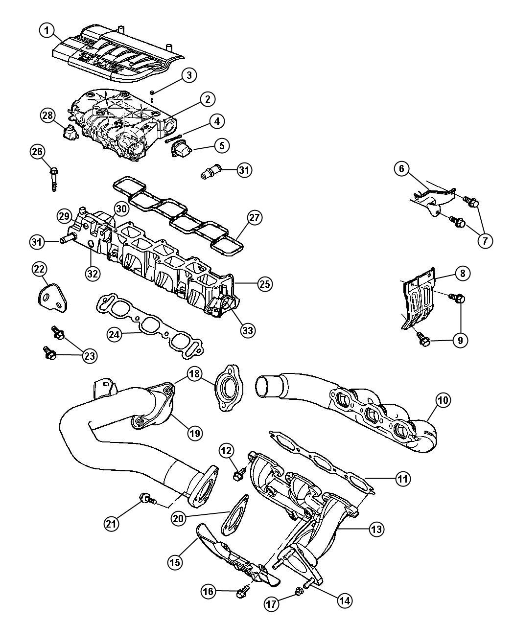 Diagram Manifold, Intake and Exhaust 3.5L Engine [Engine - 3.5L V6 24V MPI]. for your Chrysler Pacifica  