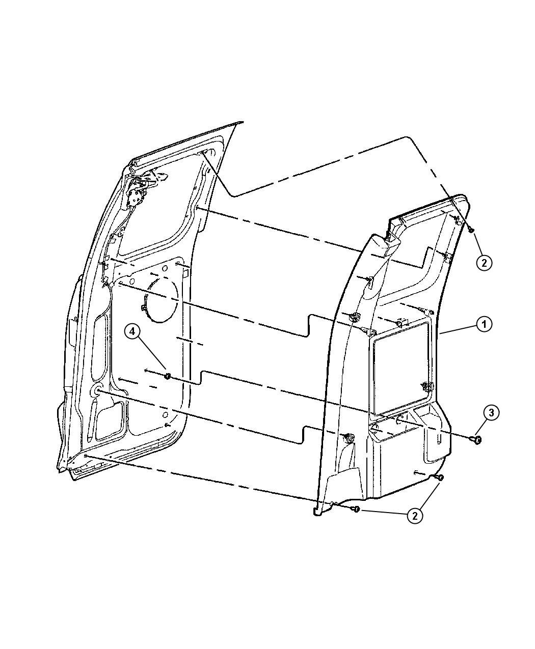 Full size assembly image of Rear Door Trim Panel, Club Cab. (1/1)