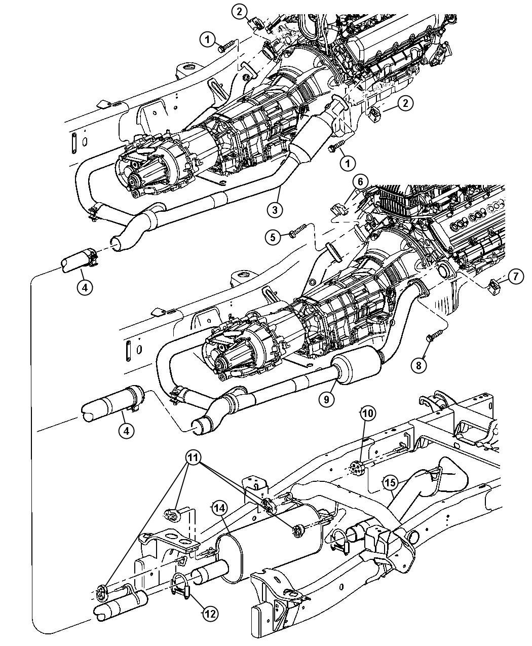 Diagram Exhaust System, 5.7L [Engine - 5.7L SMPI V8] 5.9L [ETO]. for your 2003 Chrysler 300  M 