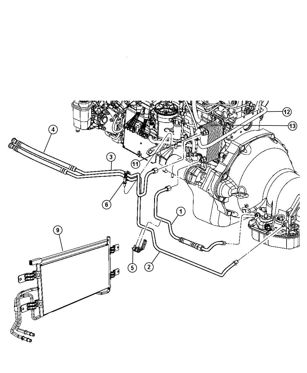 Diagram Oil Cooler And Lines Diesel Engine. for your Dodge Ram 2500  