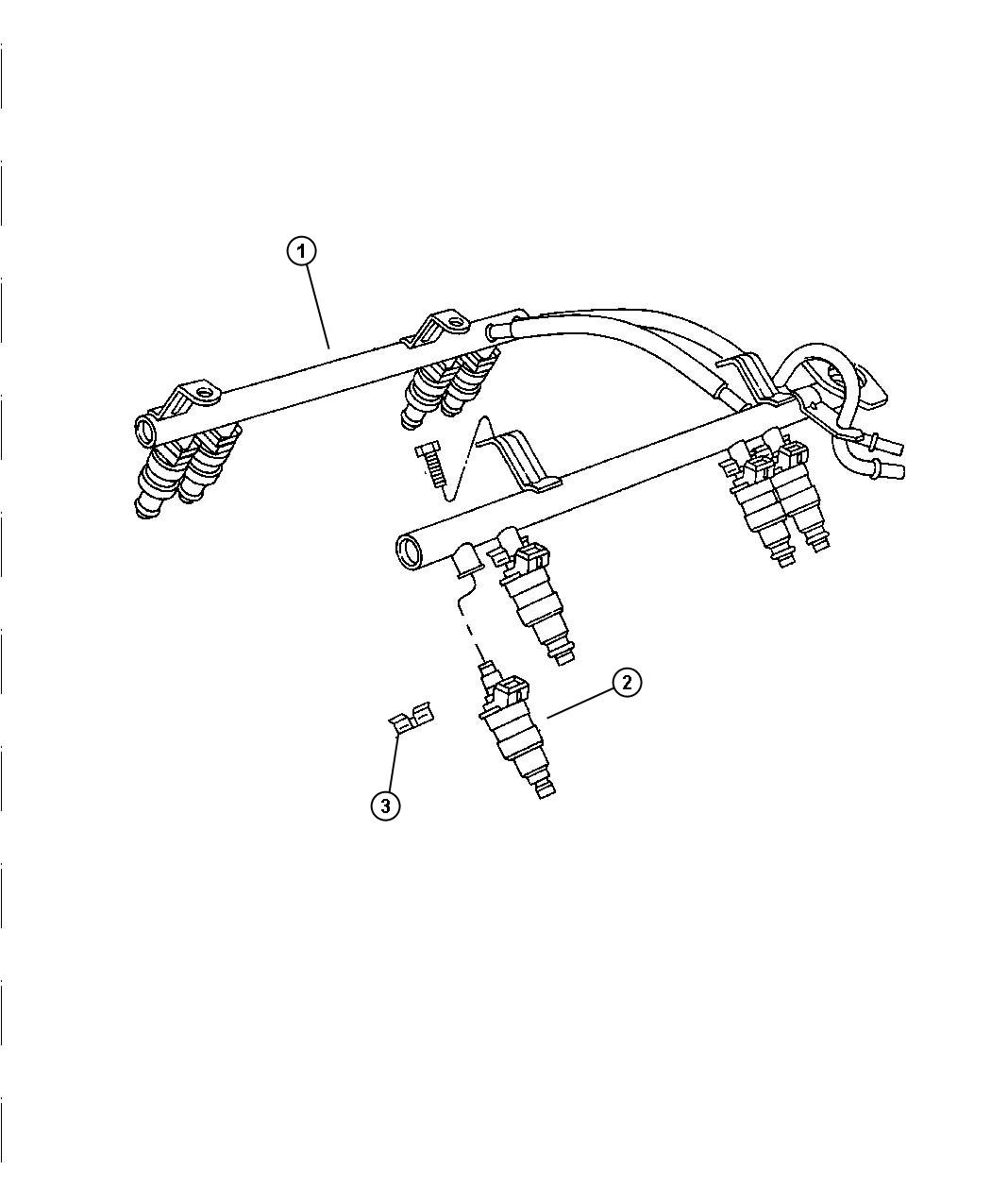 Fuel Rail,  5.7L [Engine - 5.7L SMPI V8], 5.9L [Engines - All 5.9L and 6.7L Diesels]. Diagram