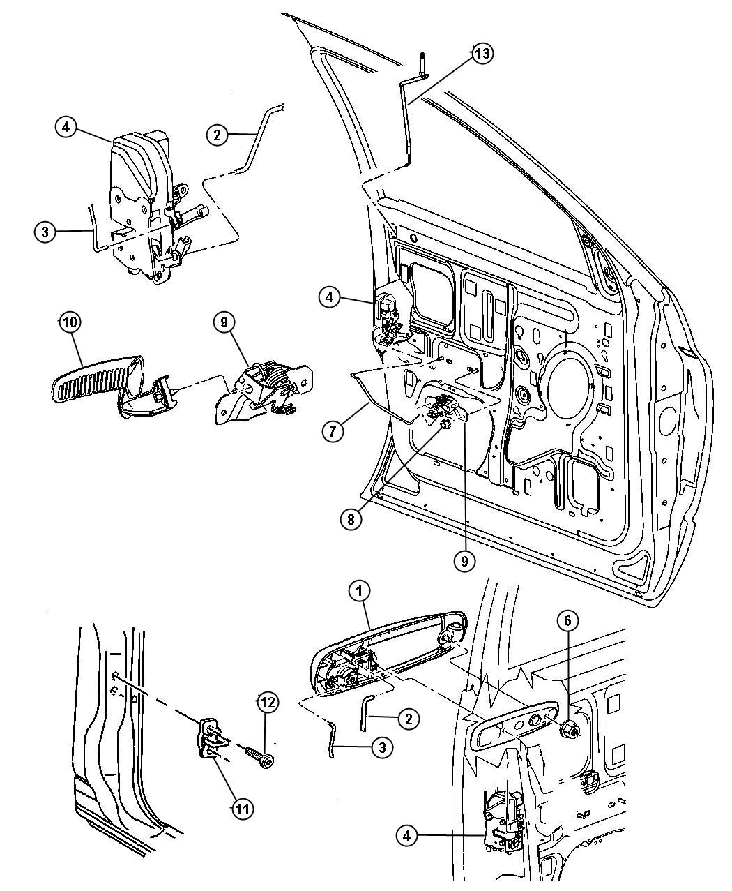 Diagram Door, Front Lock And Controls. for your Dodge Ram 2500  