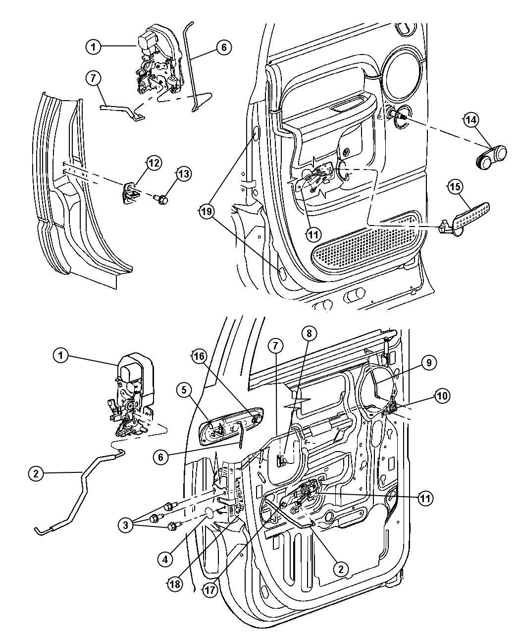 Diagram Door, Rear Lock And Controls. for your Dodge