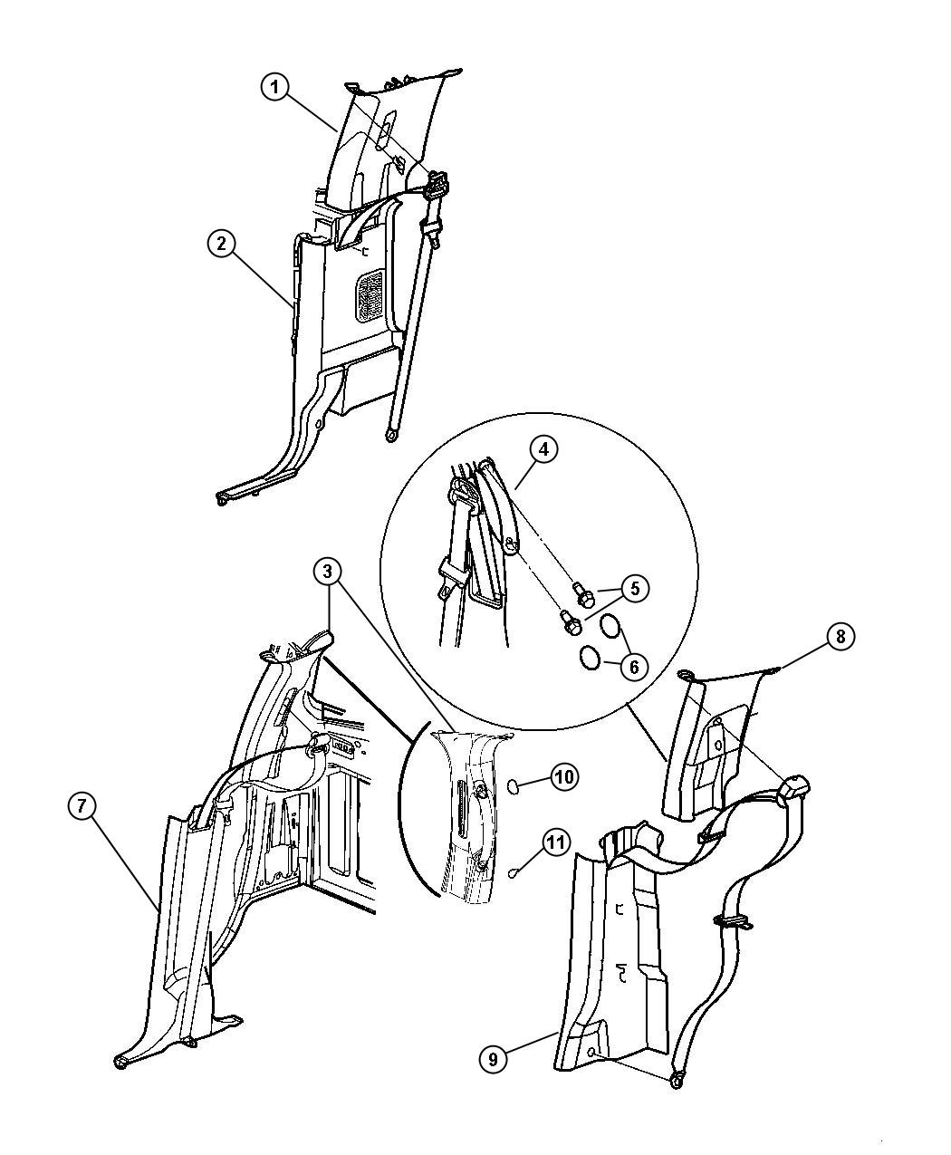 Diagram Quarter Trim Panel. for your Dodge