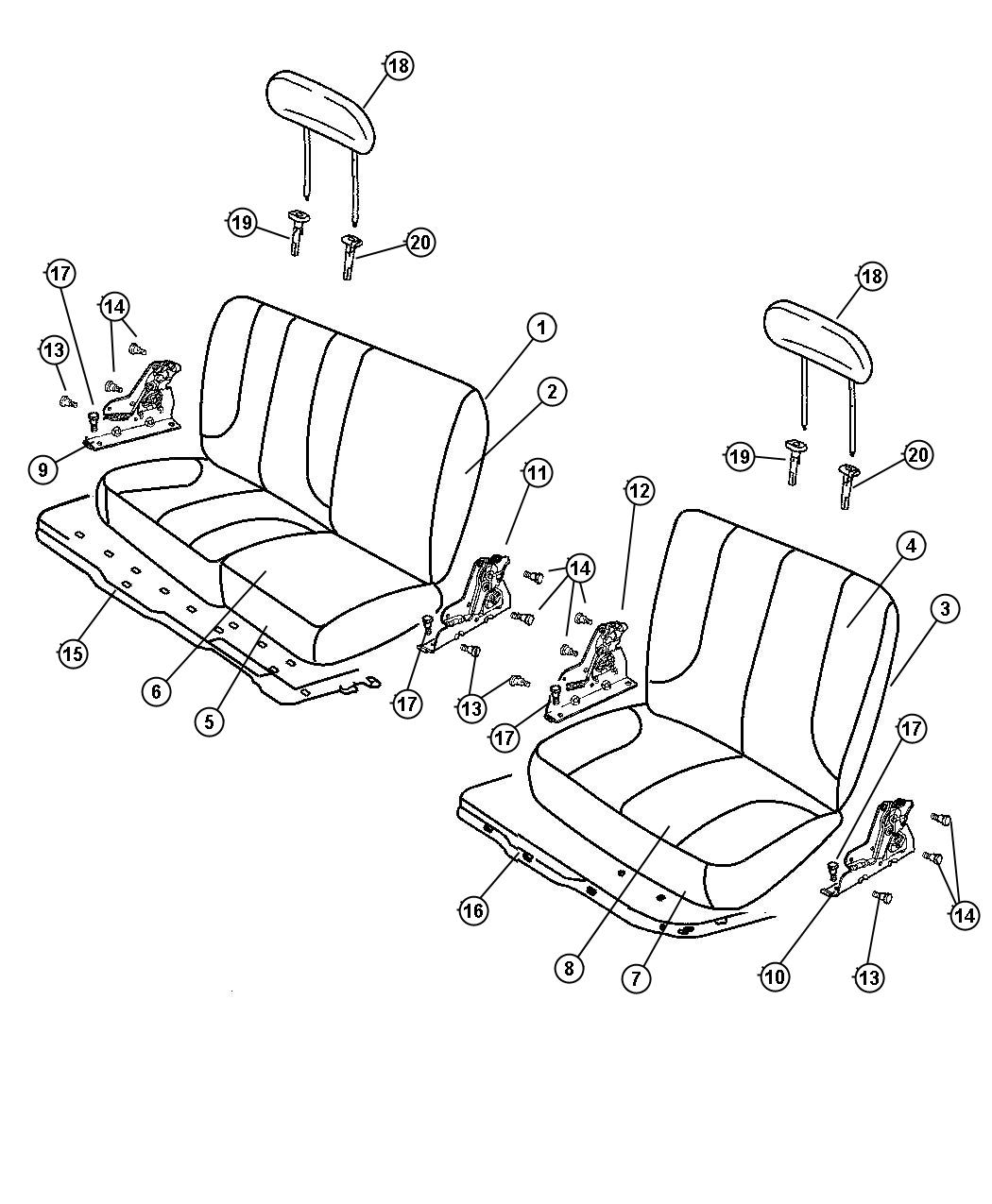 Rear, 60/40 Seat. Diagram