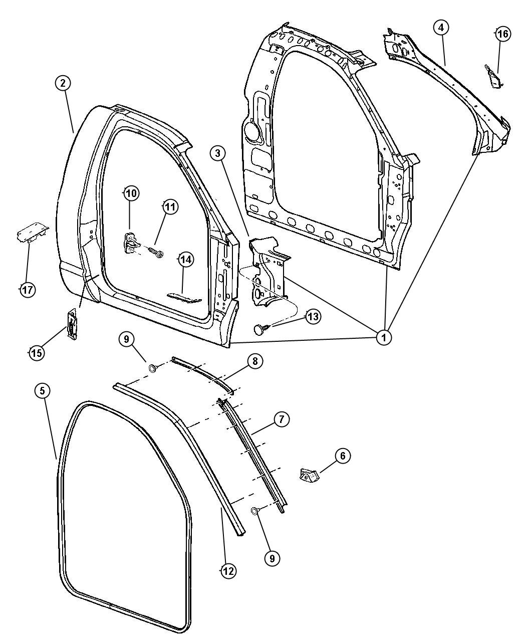 Aperture Panel Bodyside, 2 Door. Diagram