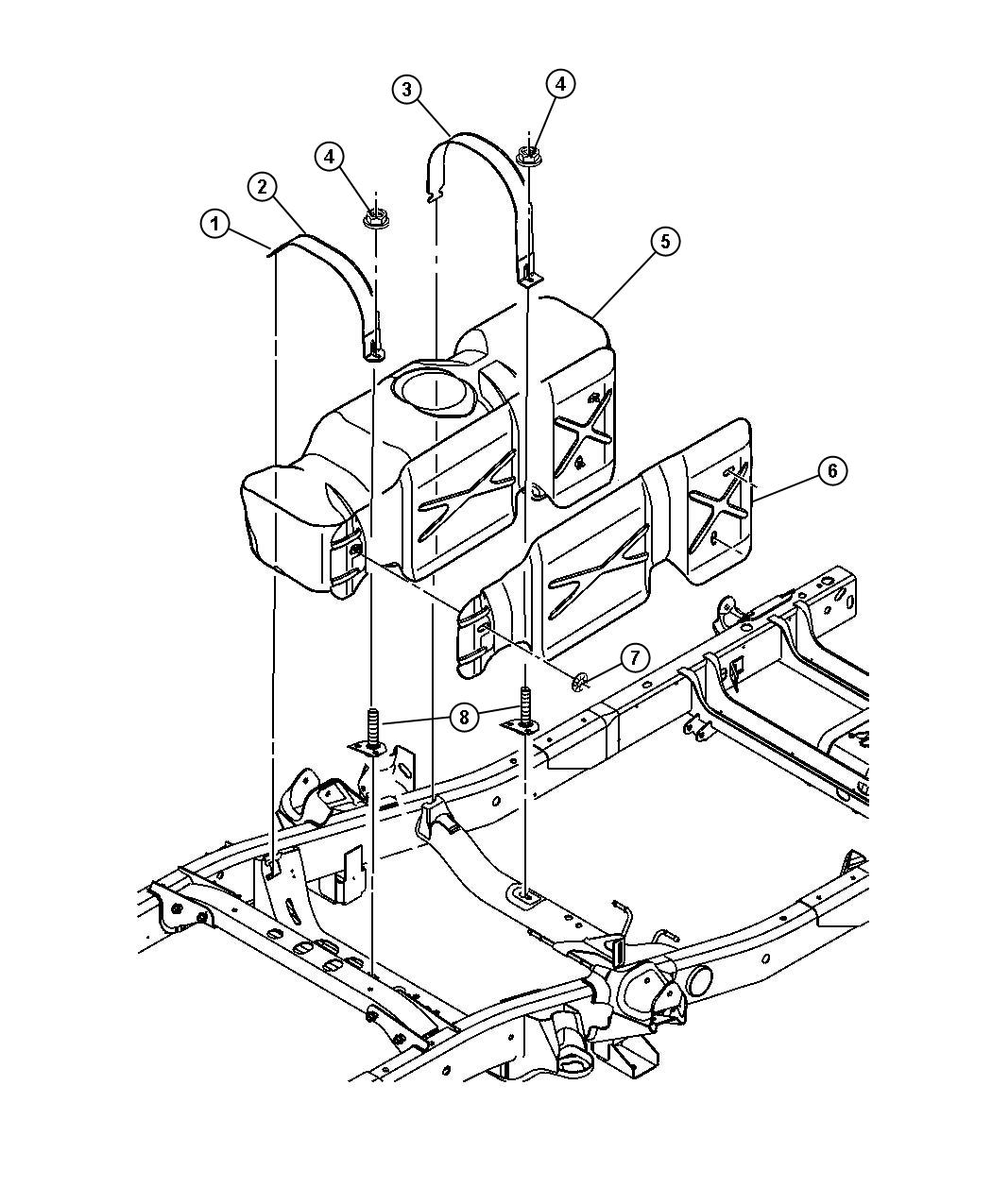 Diagram Fuel Tank, 3.7L [Engine - 3.7L V6], 4.7L [Engines - All 4.7L Gas], 5.7L [Engine - 5.7L SMPI V8]. for your Dodge Ram 1500  