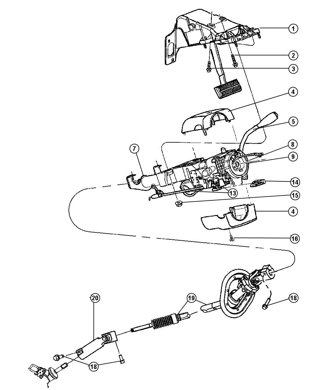 Diagram Column, Steering Upper and Lower. for your Dodge Ram 1500  