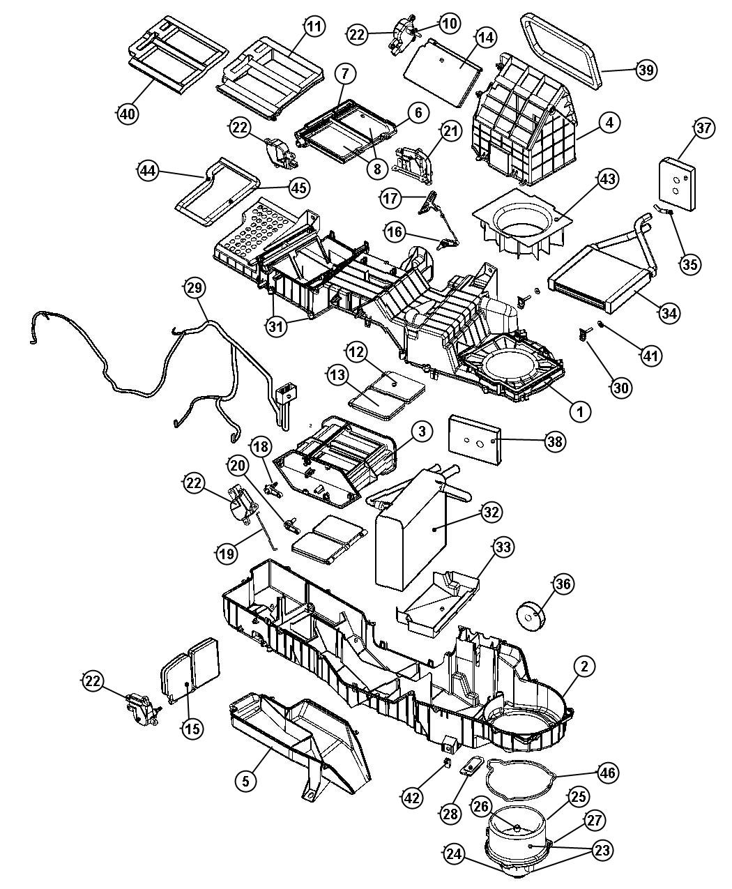 Diagram Air Conditioner And Heater Unit [Air Cond'ing- Dual Zone Temp Cntrl]. for your Dodge Ram 1500  