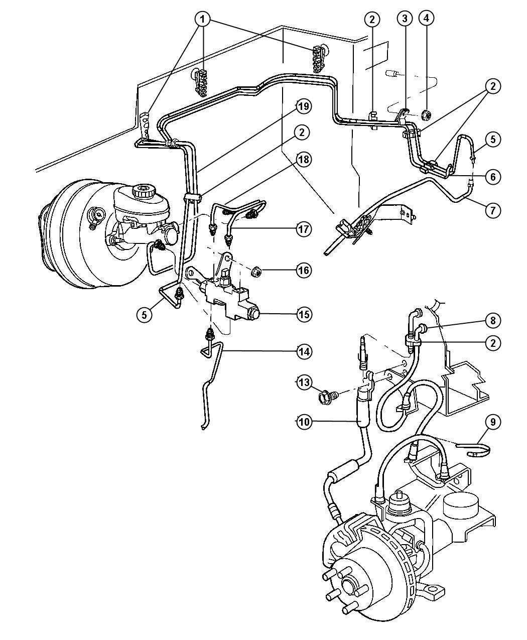 Diagram Brake Lines,Front,RHD,Without Anti-Lock Brakes. for your Jeep Cherokee  