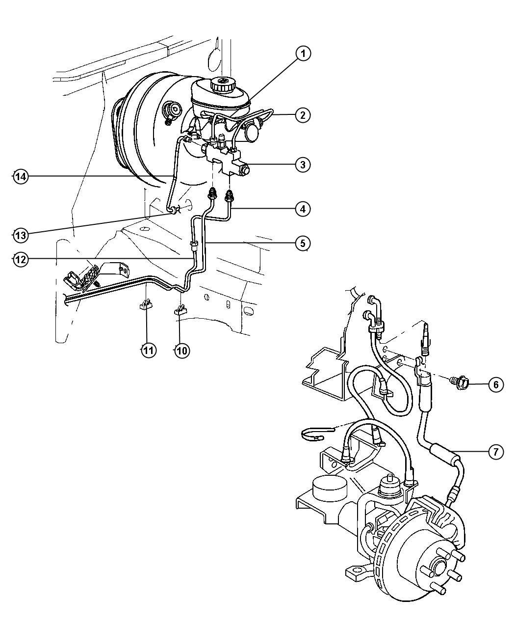 Diagram Brake Lines,Front,LHD,Without Anti-Lock Brakes. for your Jeep Cherokee  