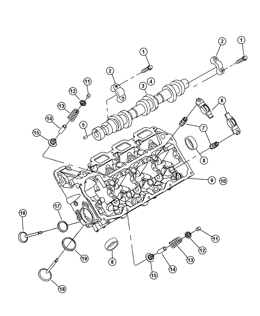 Diagram Camshaft and Valves, 3.7L [Engine - 3.7L V6]. for your Chrysler 300  M