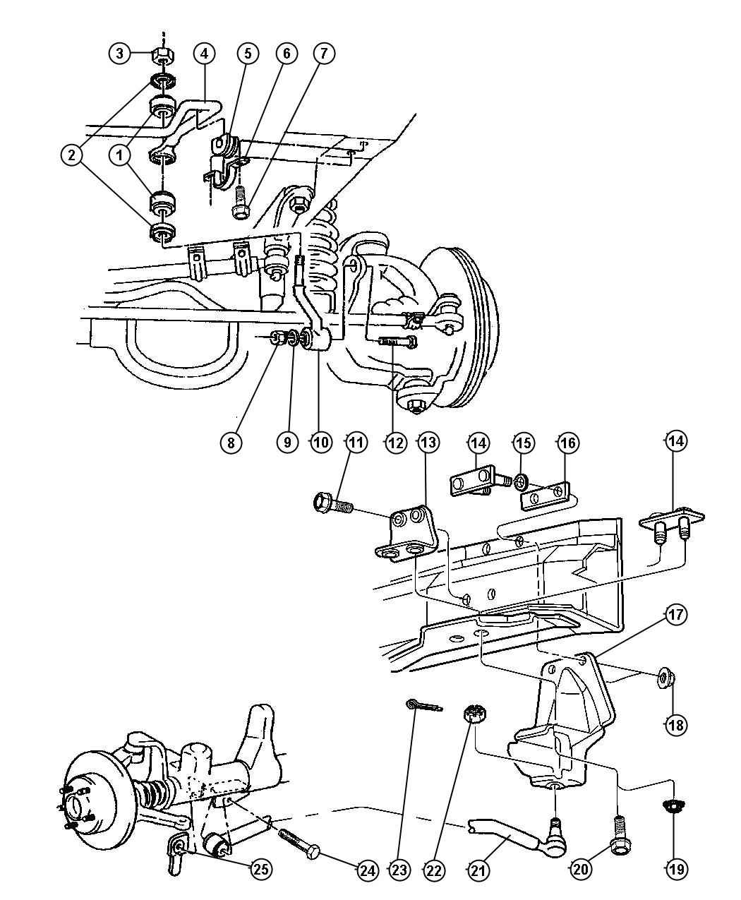 Diagram Front Stabilizer Bar and Track Bar. for your Jeep