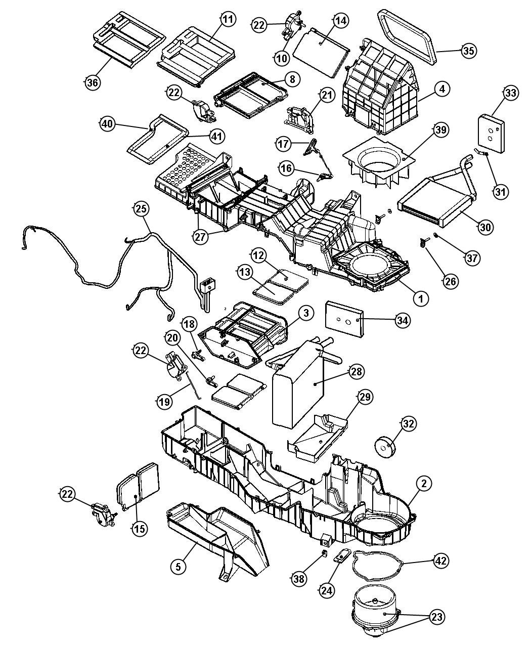 Diagram Air Conditioner And Heater Unit [Air Cond'ing- Dual Zone Temp Cntrl]. for your Dodge Ram 2500  