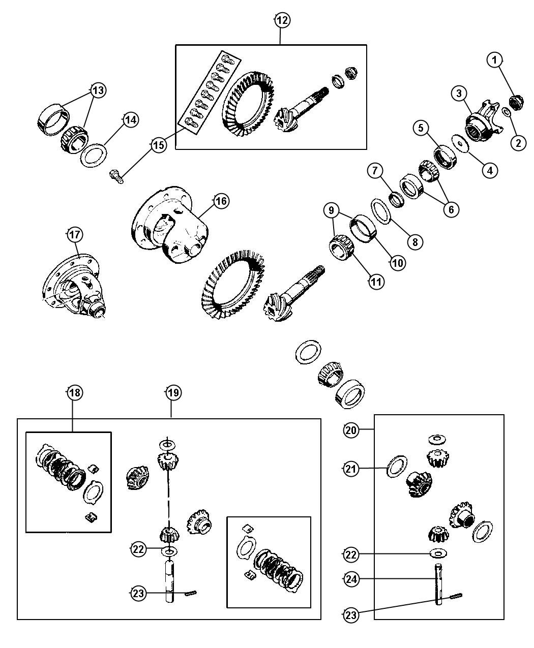 Diagram Differential,With and Without Tac-Lok [AXLE - ANTI-SPIN DIFFERENTIAL] Dana 44 [REAR AXLE - DANA M44 / 216MM RBA]. for your 2001 Jeep Cherokee 4.0L Power Tech I6 M/T CKD 