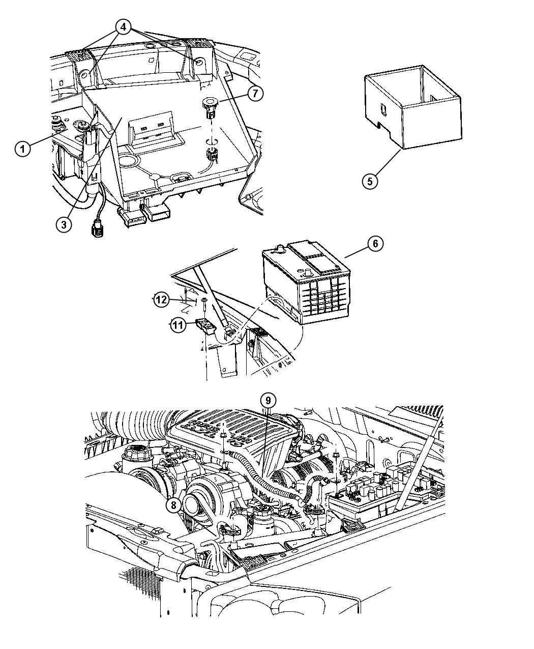 Diagram Battery Tray and Cables. for your Dodge Dakota  
