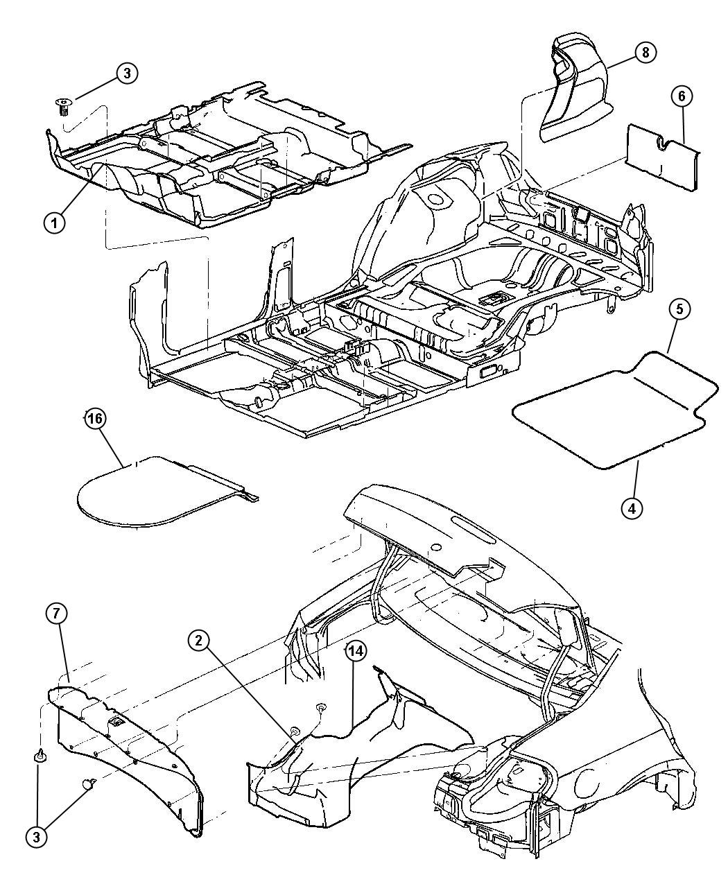 Carpet, Mats and Silencers. Diagram