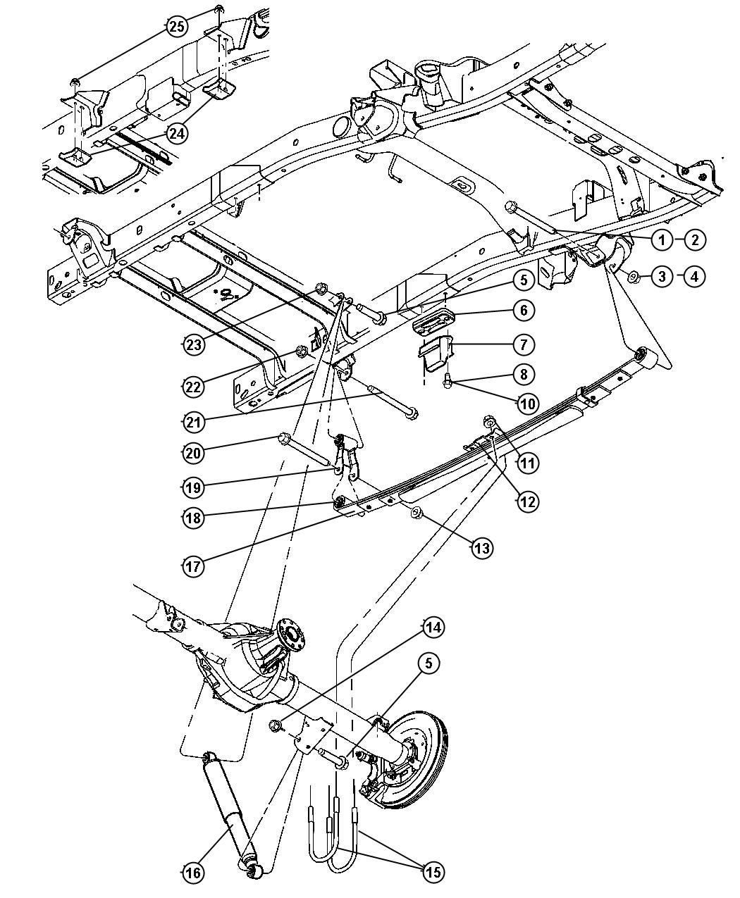 Suspension,Rear,Leaf With Shock Absorber,DH 2,3,7,8. Diagram