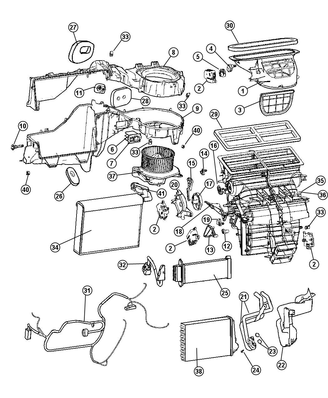 Diagram HEVAC, Unit, LHD. for your Jeep Grand Cherokee  