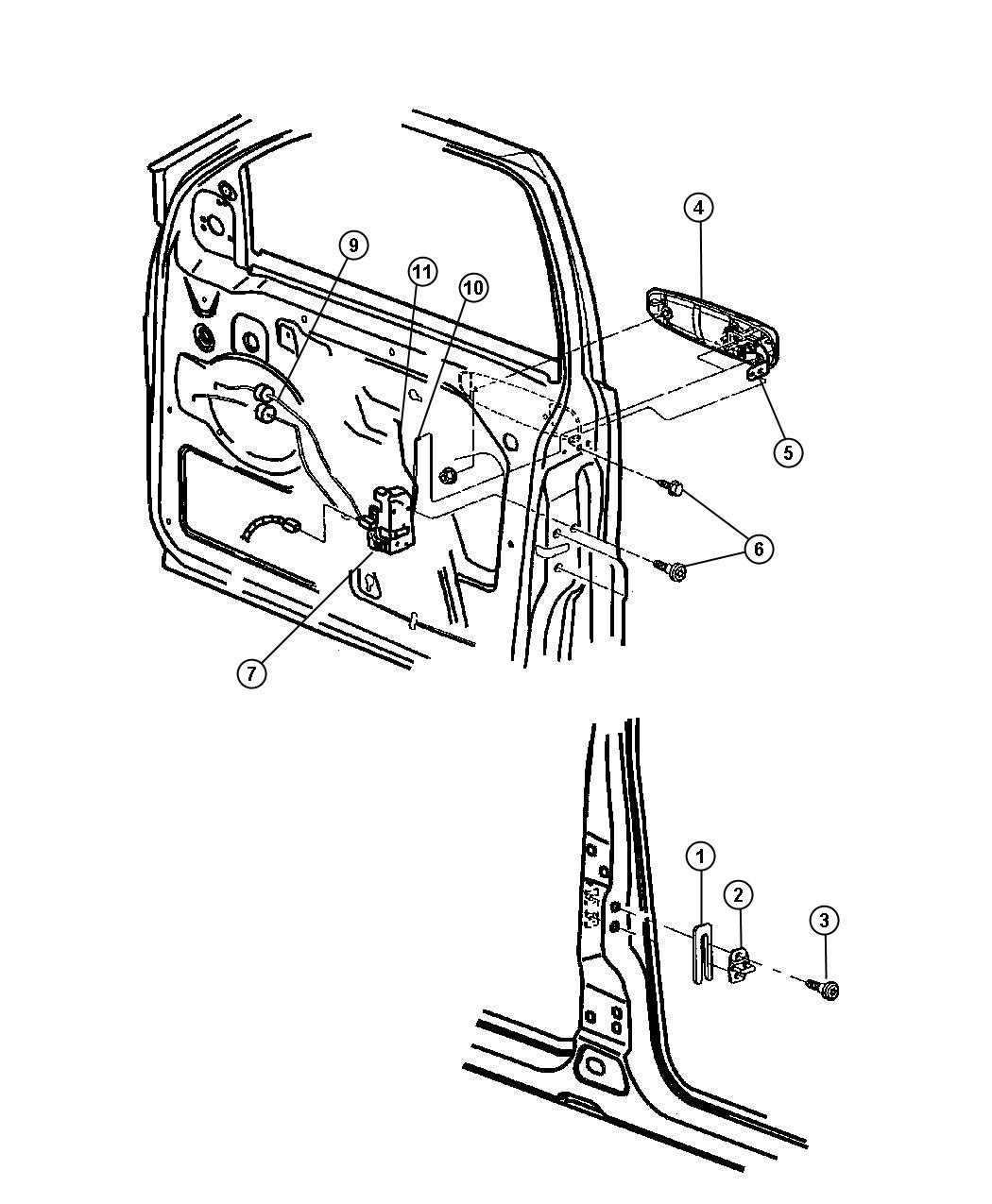 Diagram Door, Front Lock and Controls. for your Jeep