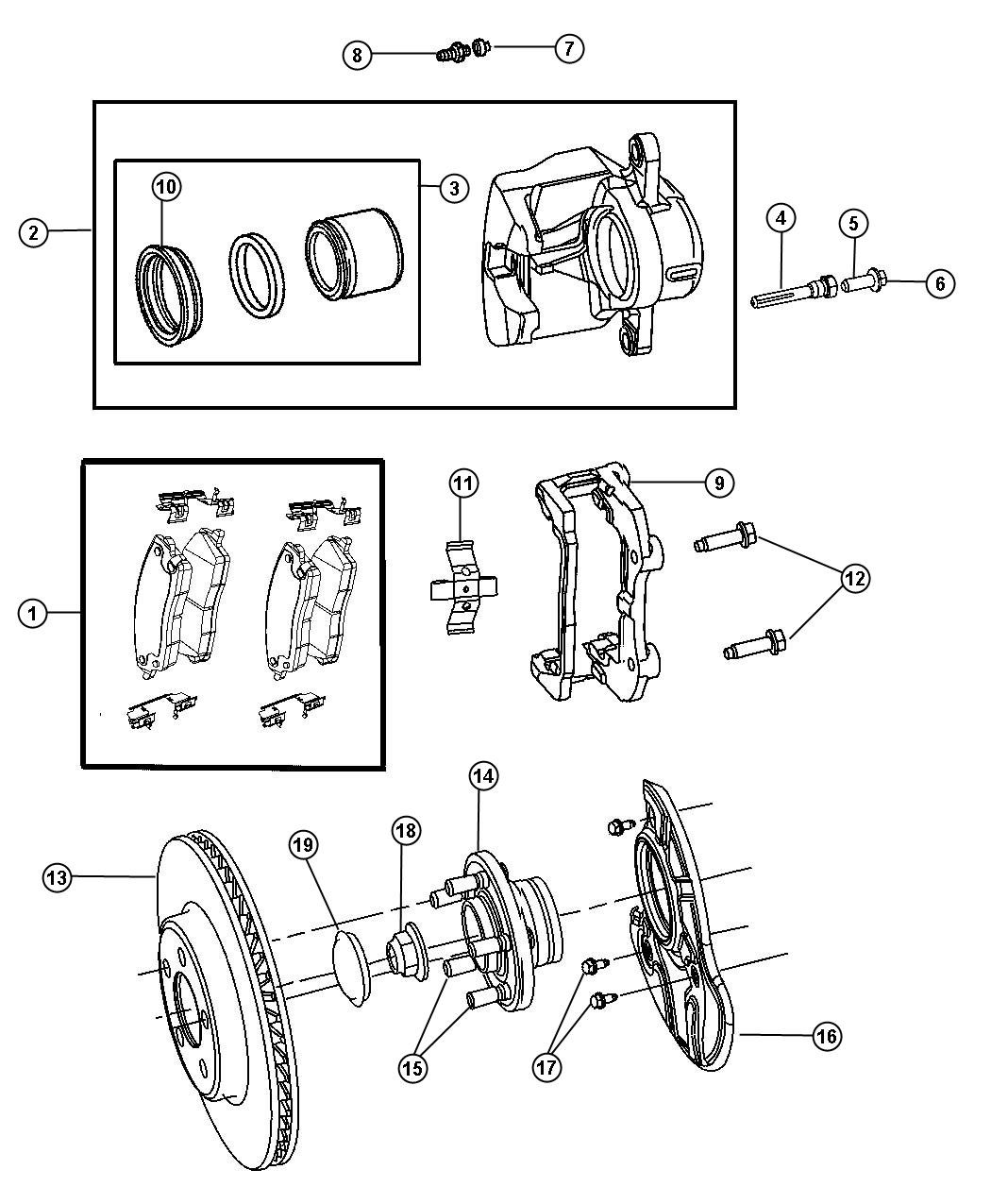 Diagram Brakes, Front, RWD [Brakes- Anti-Lock 4-Wheel Disc, Perf]. for your 2020 Dodge Charger   