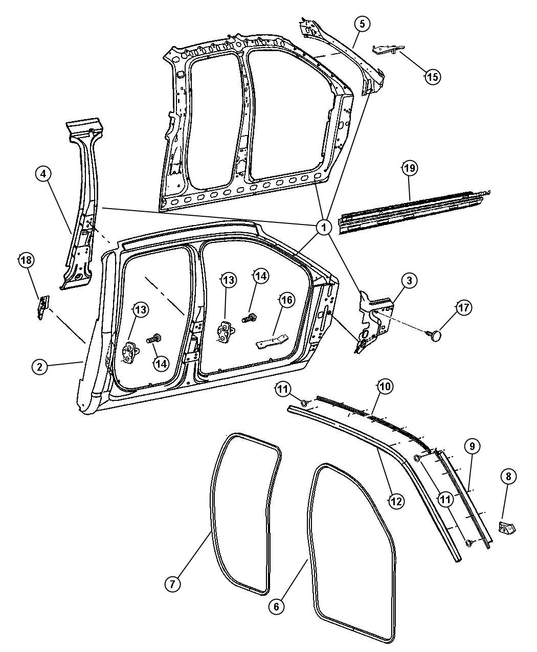 Aperture Panel Bodyside, 4 Door. Diagram