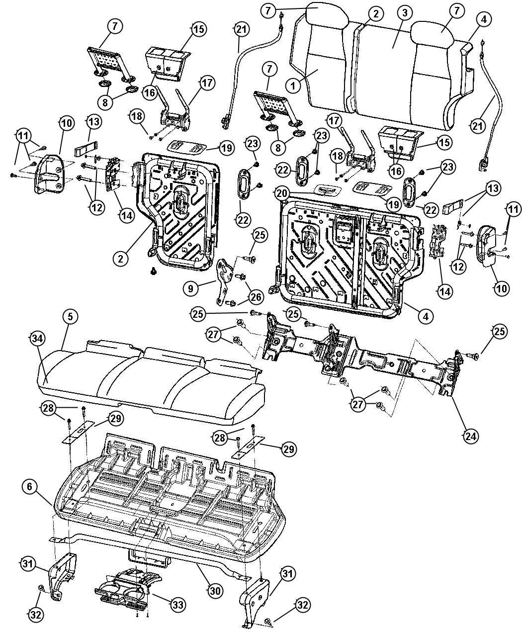 Rear Seat, Trim Code [A7]. Diagram