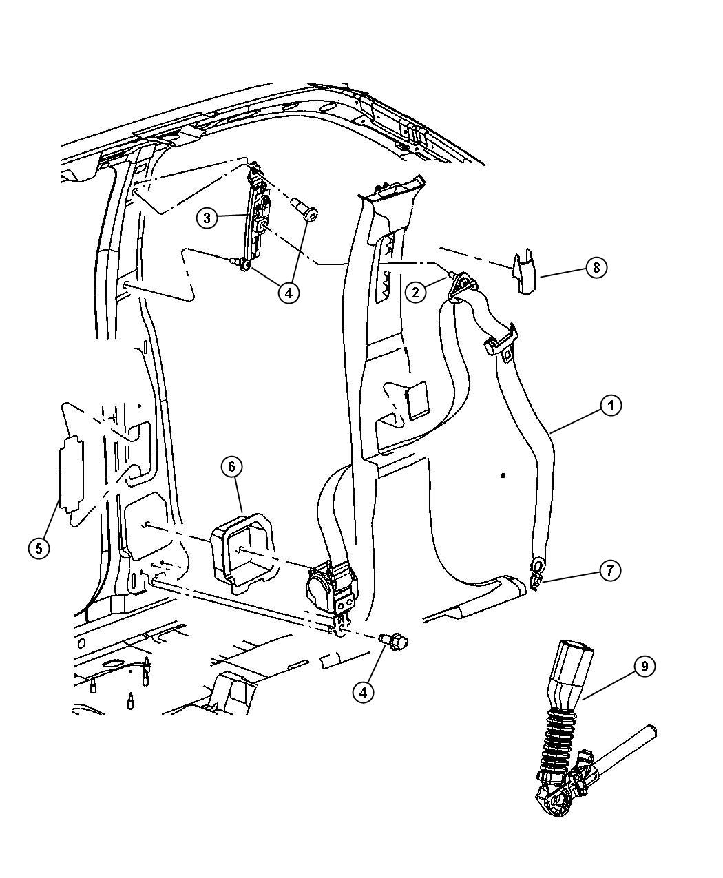 Front Seat Belts. Diagram