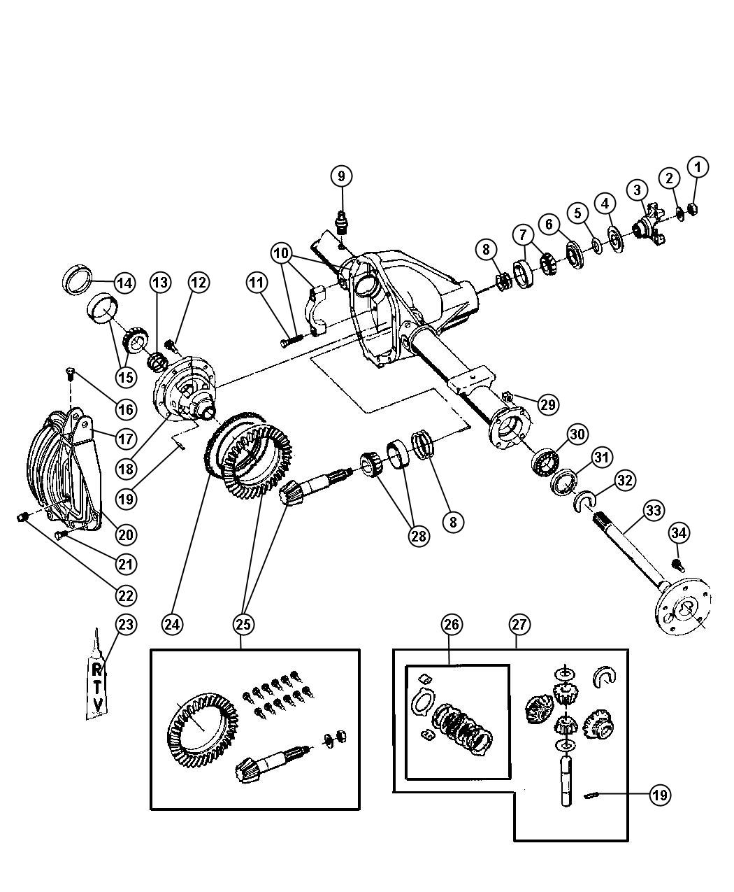 Diagram Axle Housing,Rear,With Differential Parts,Dana 60/248MM [Axle - Rear, Dana M60 HD/248MM] DR 1. for your Dodge Ram 1500  